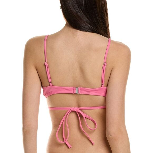Simkhai Womens  Harlen Solid Tie-Front Bikini Top, Pink - Picture 2 of 3